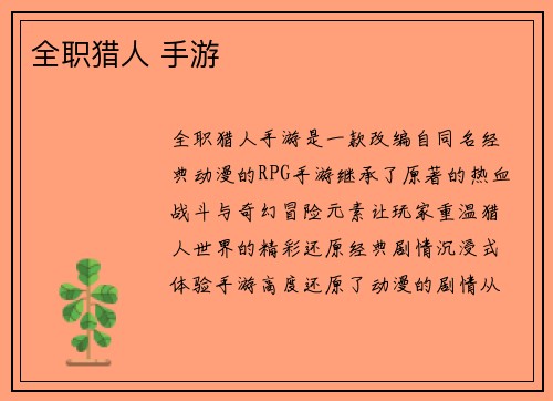 全职猎人 手游